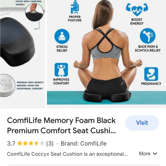 Memory foam black premium comfort chair cushion NWOT.  New condition - Picture 6 of 9